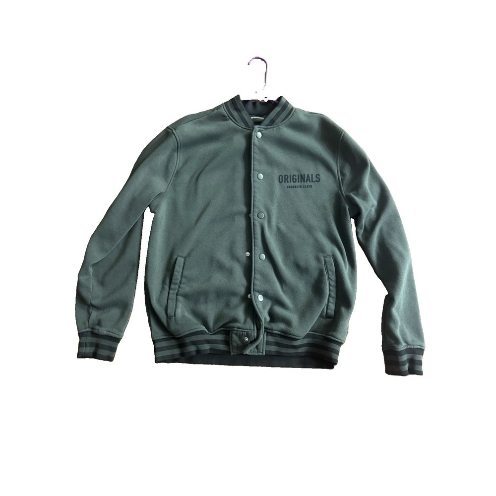 Brooklyn Cloth Originals Men's Medium Fleece Varsity Bomber Jacket Olive Green